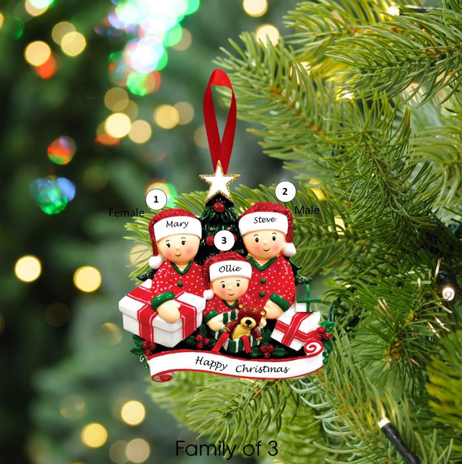 Opening Presents Personalised Christmas Ornament