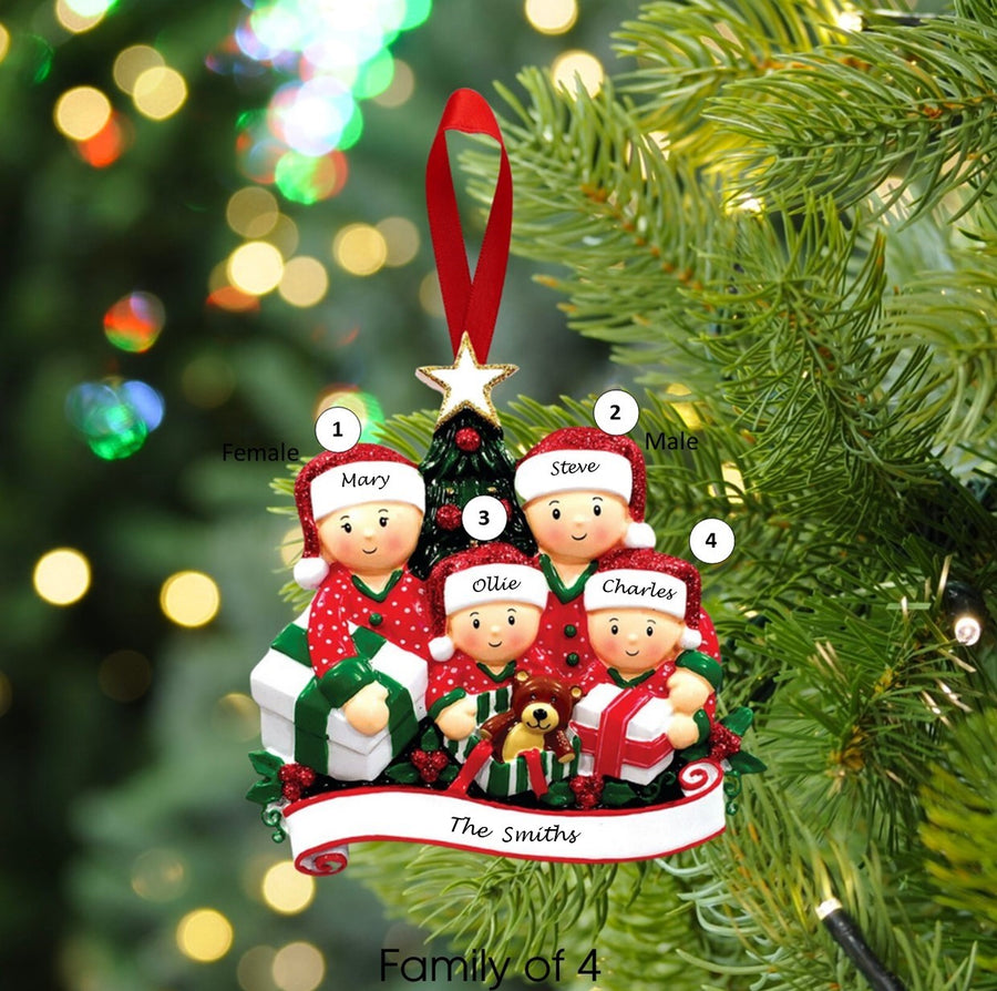Opening Presents Personalised Christmas Ornament