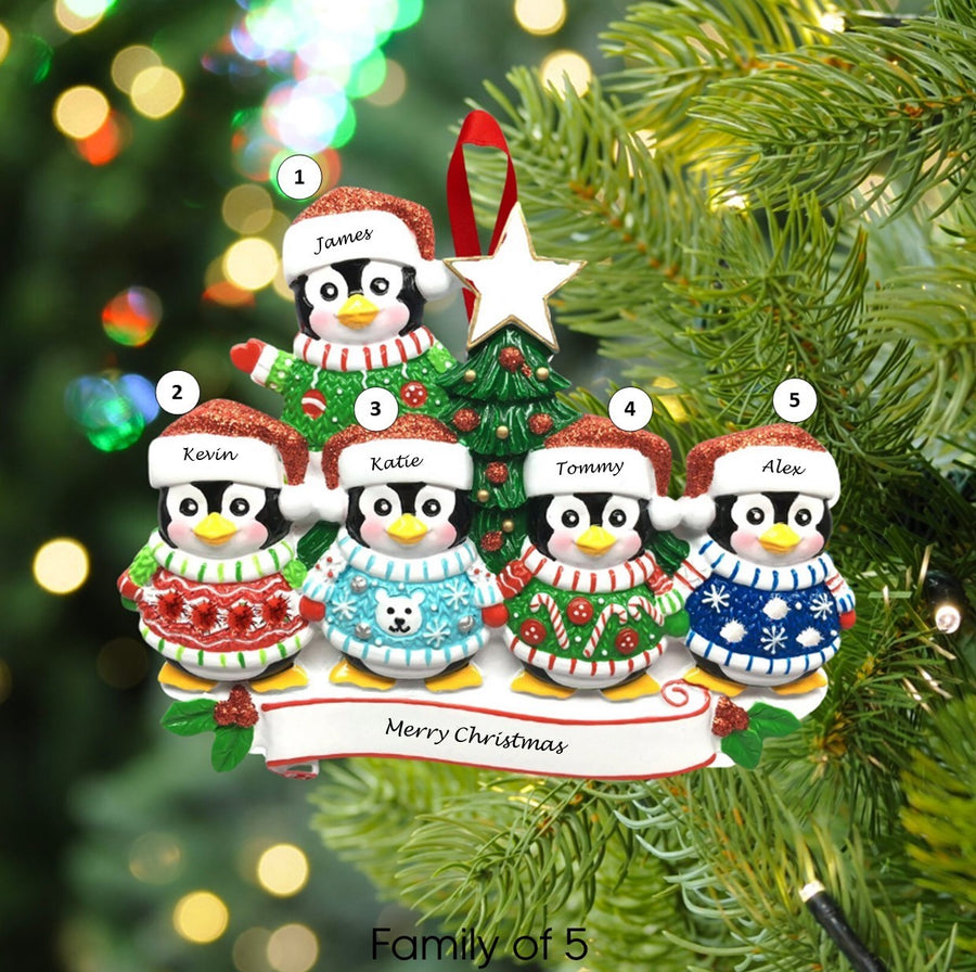 Penguin Family Personalised Christmas Decoration