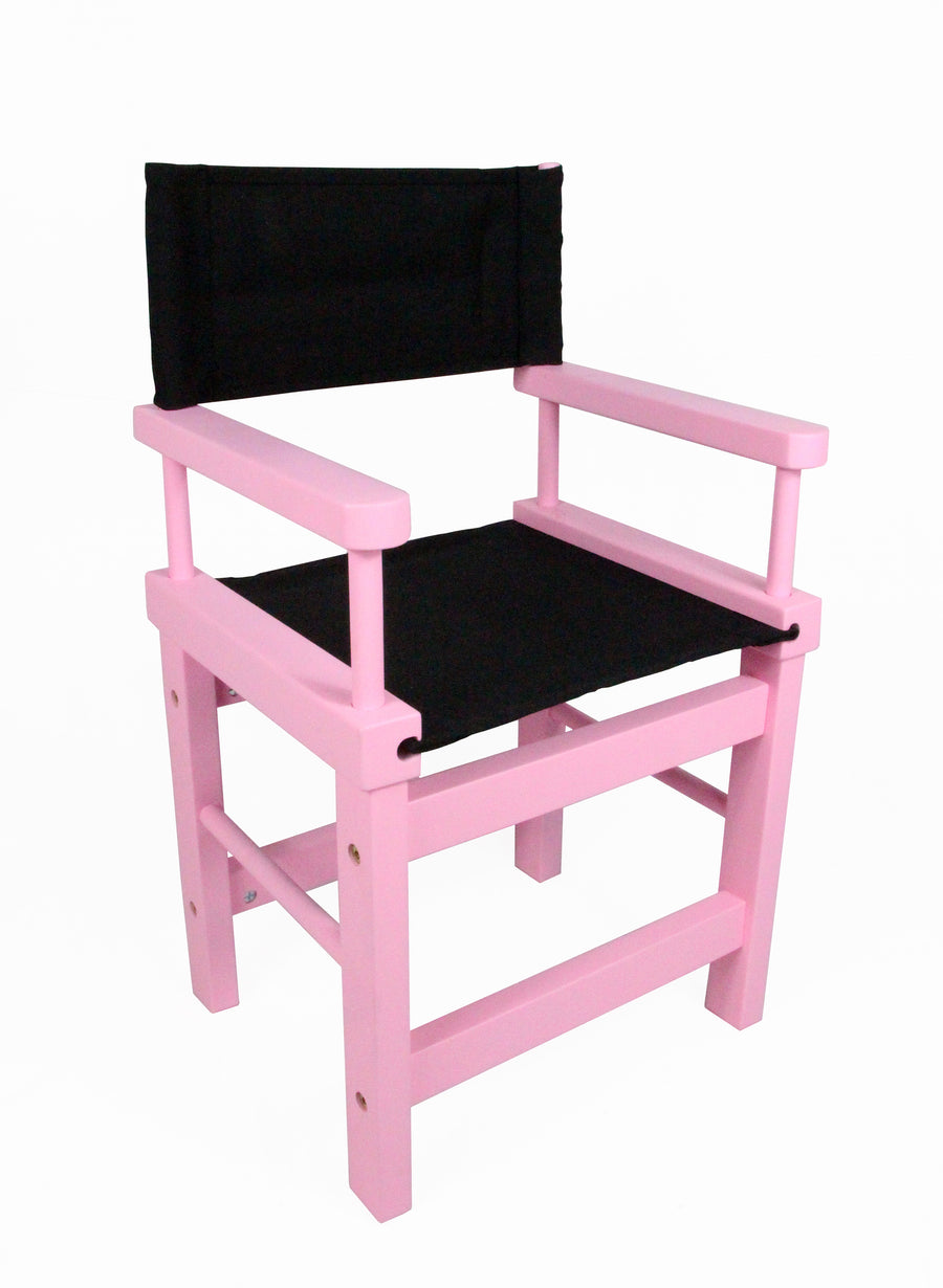 Kids' Directors Chair - Pink Frame, Black Canvas